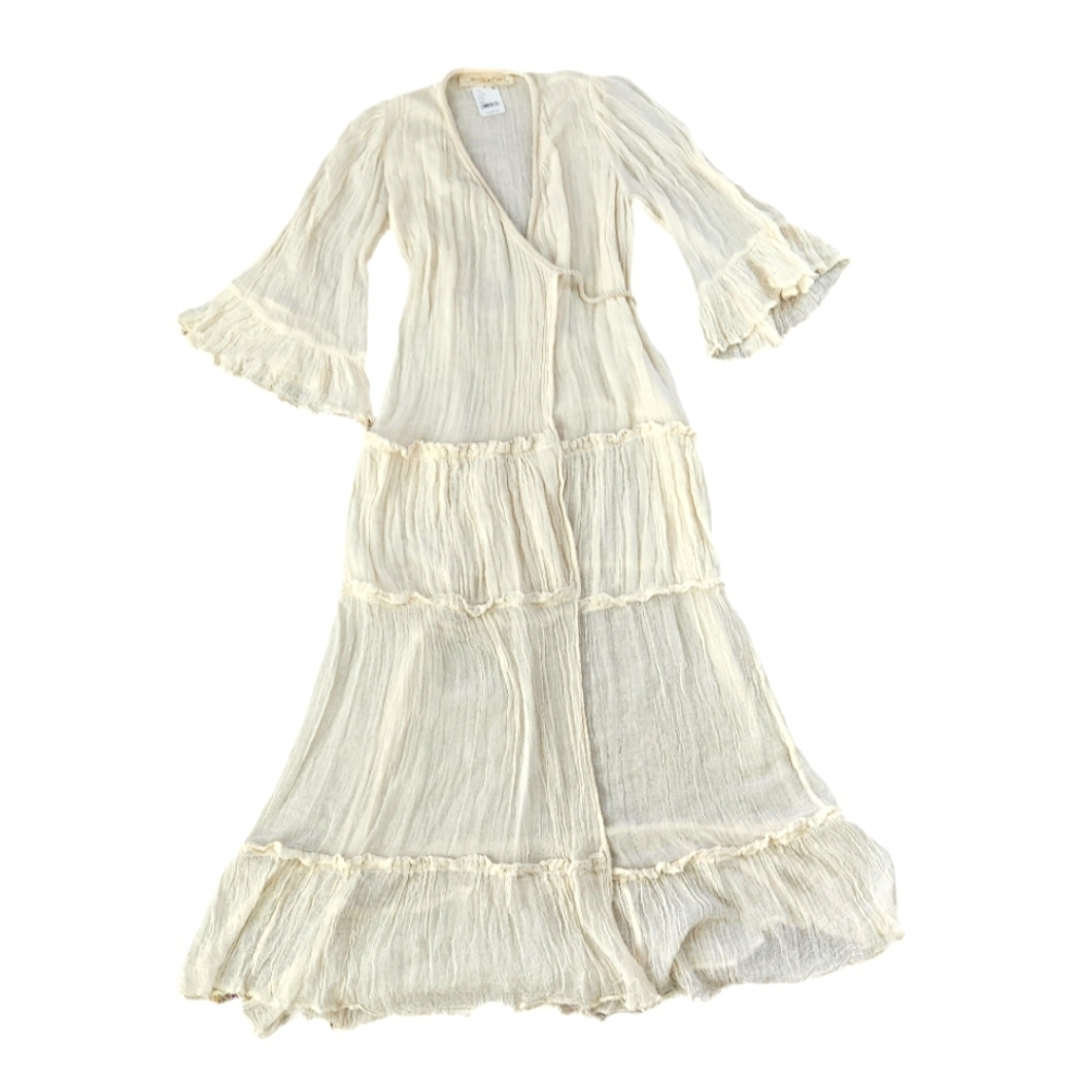 Free People Jen's Pirate Booty Casablanca Ruffle Duster Natural Ivory Size XS/S - Picture 3 of 16